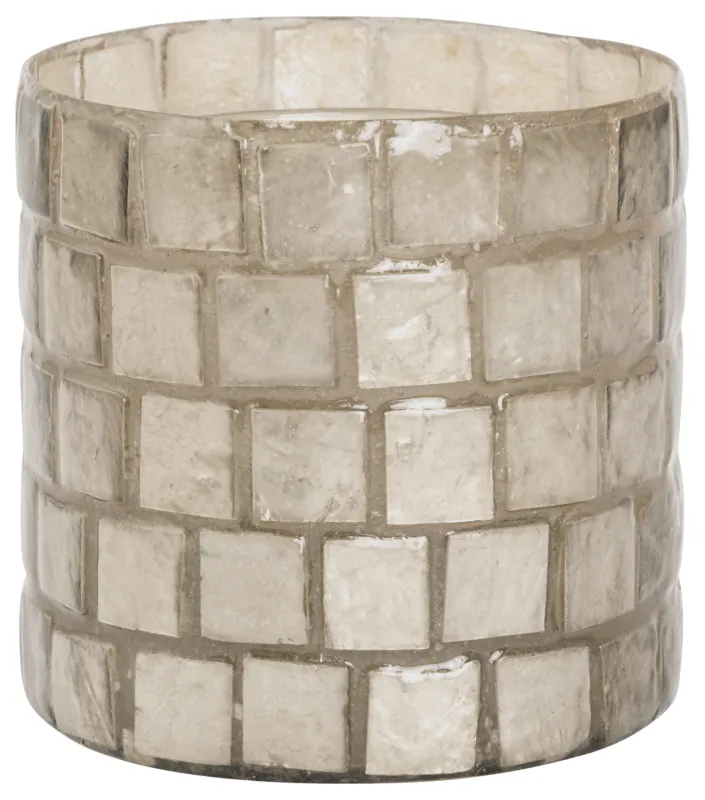 Halvor Bakke Velsao smårutet lyslykt, Beige/Natur Capiz