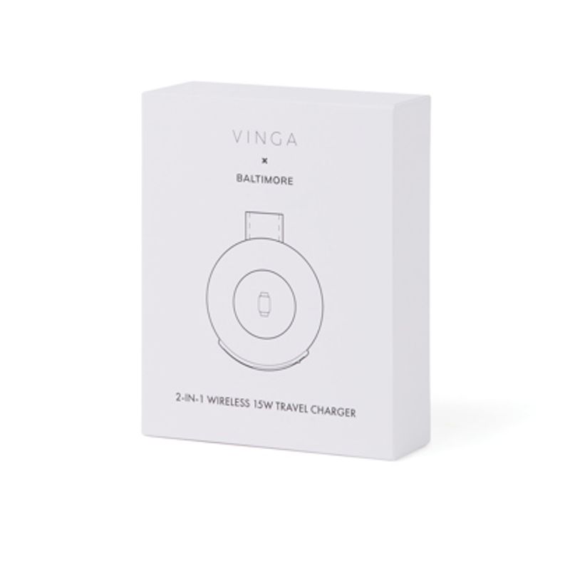 VINGA RCS 2-i-1 Trådløs Reiselader mobil & klokke– 15W