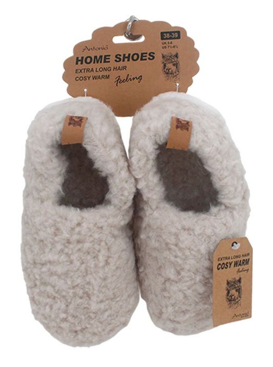 Tøffel med såle beige, str 36-37