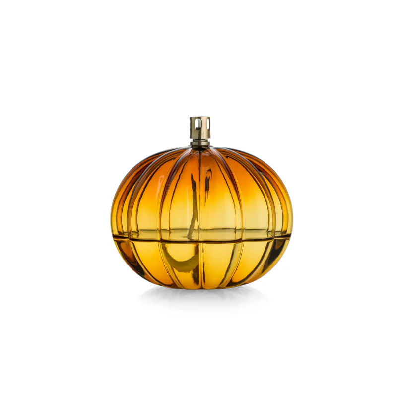 Oljelampe Optikk rund 11 cm, amber - Hadeland Glassverk