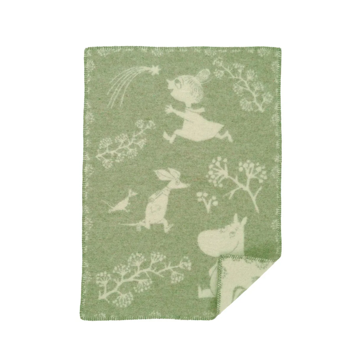 Ullpledd, Mummi  winterland, Frostgrønn, 65x90 fra Klippan