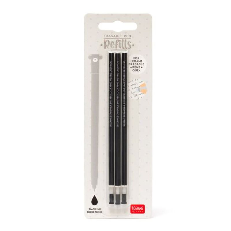 Refill til viskbare penner 3-pk svart blekk – Legami