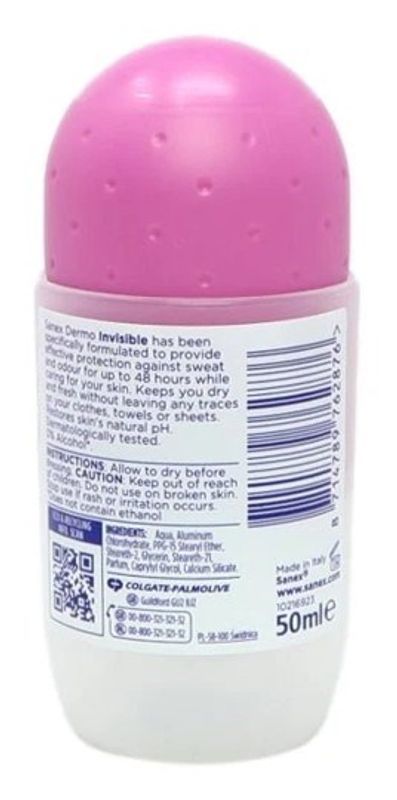 Deo Roll-on Sanex Invisible 50ml, rosa