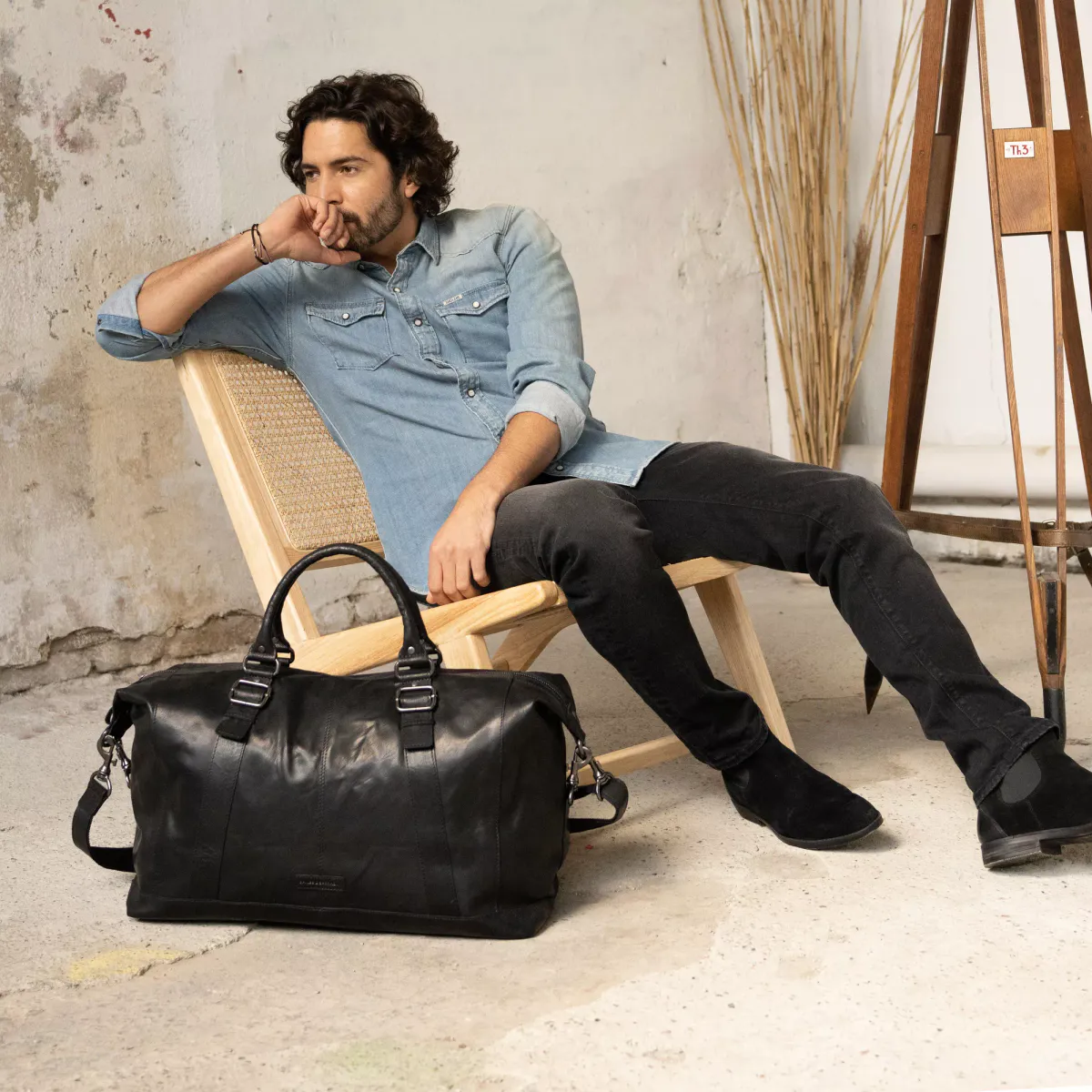 Spikes & Sparrow Weekendbag Skinn 34L Sort