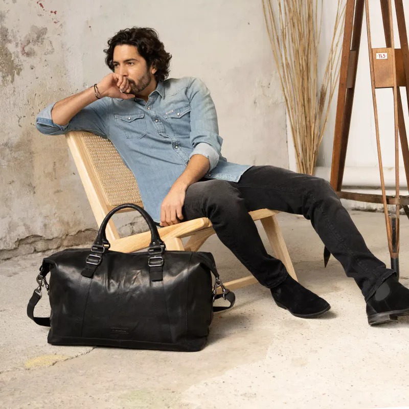 Spikes & Sparrow Weekendbag Skinn 34L Sort