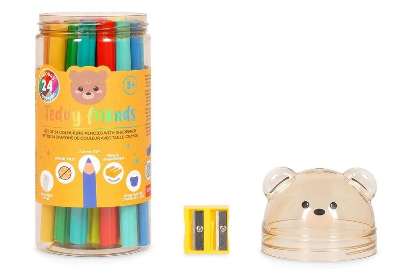Fargepenner 24pk Teddy Friends 