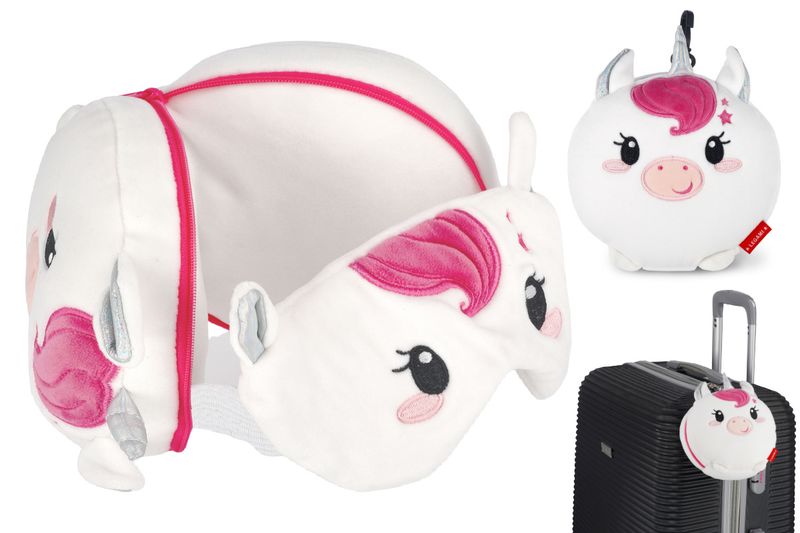 Bamse,  pute og øyemaske i ett My Travel Buddy Enhjørning
