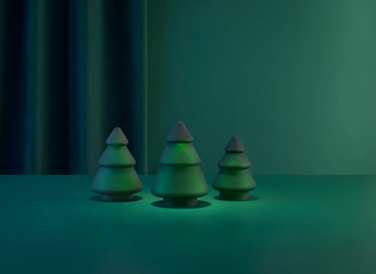 Gran glasstre 12,7 cm i frostet grønt glass Hadeland Glassverk 