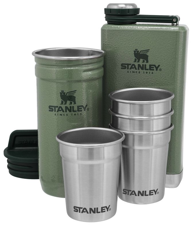 Gavesett lommelerke & 4 snapsglass Stanley