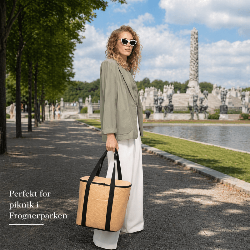 Reisenthel Kjølebag Thermoshopper 15L, Black Raffia 
